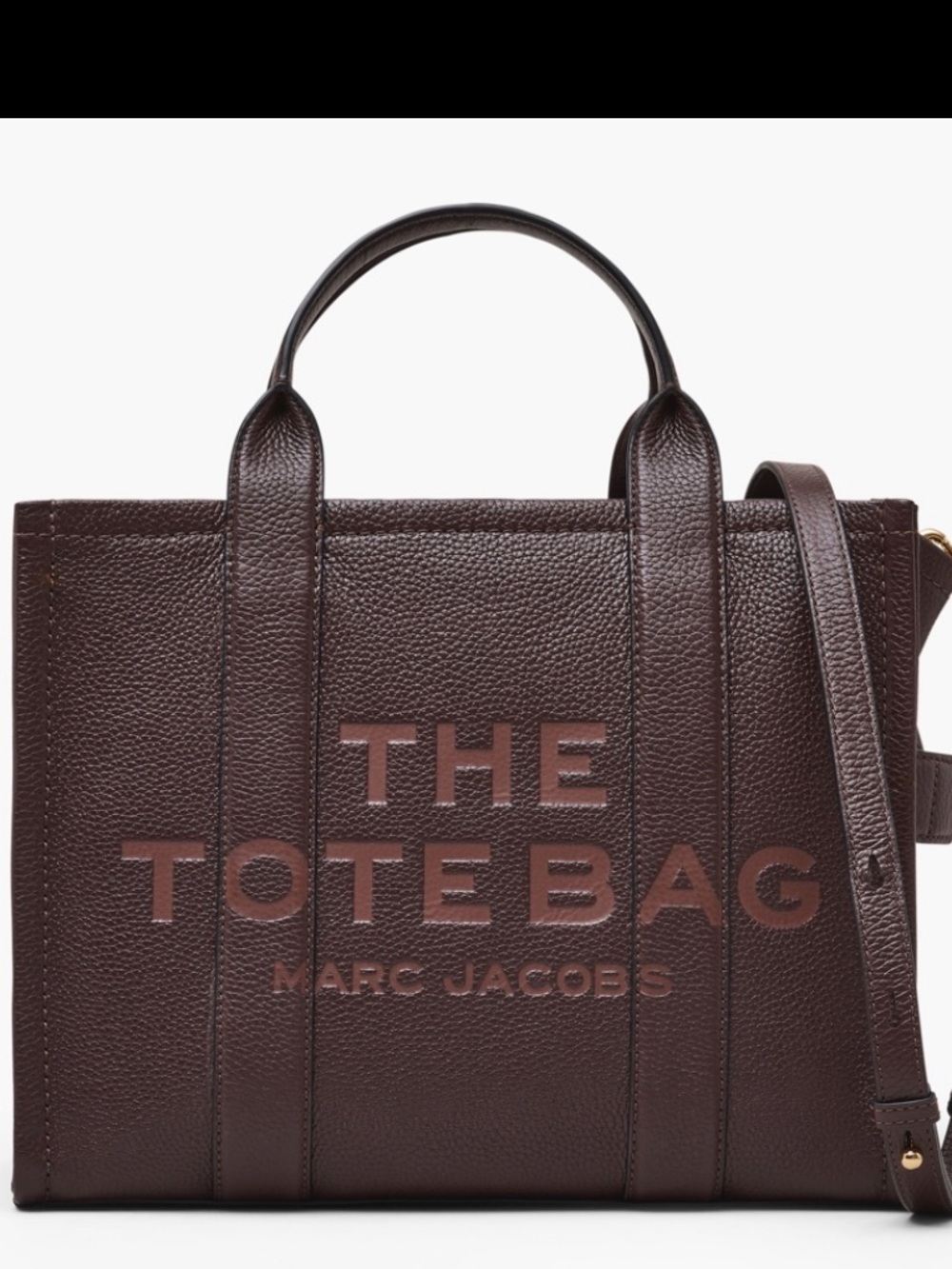 NWT Marc Jacobs Brown Pebbled Leather 'The Tote Bag' with Removable Strap Medium
